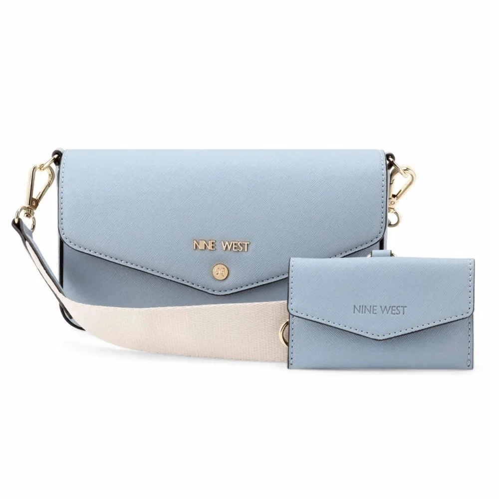 Nine West Light Blue Crossbody With Card Case - NWT